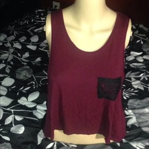 Work Shop Cute maroon crop tank top